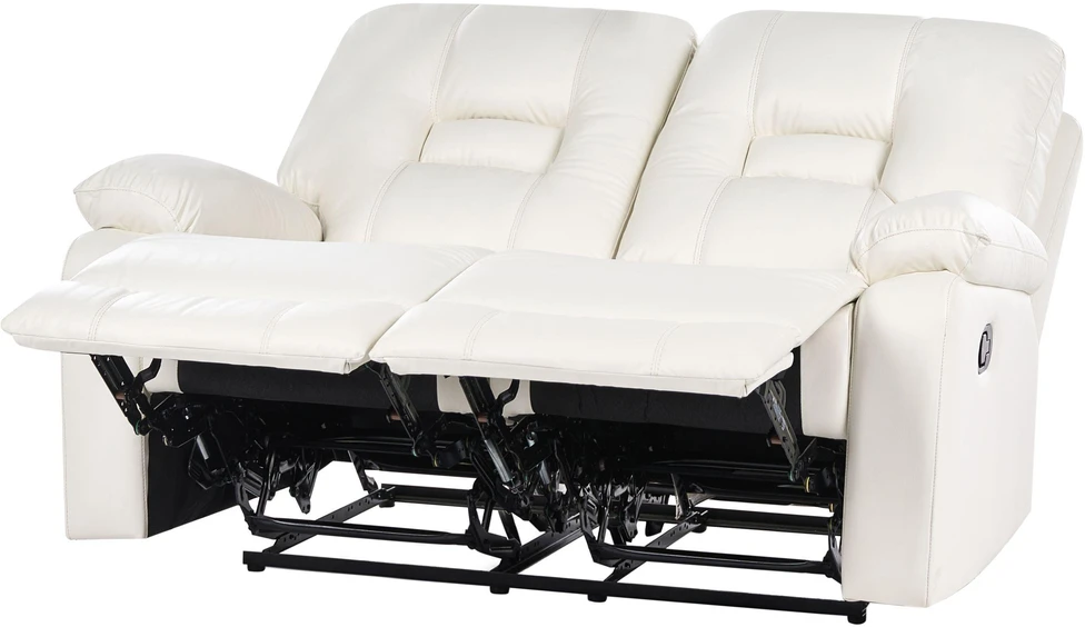 Beliani 2 vietų sofa su rankine relaksacijos funkcija BERGEN, dirbtinė oda, balta