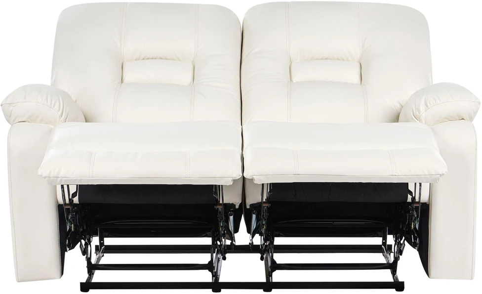 Beliani 2 vietų sofa su rankine relaksacijos funkcija BERGEN, dirbtinė oda, balta