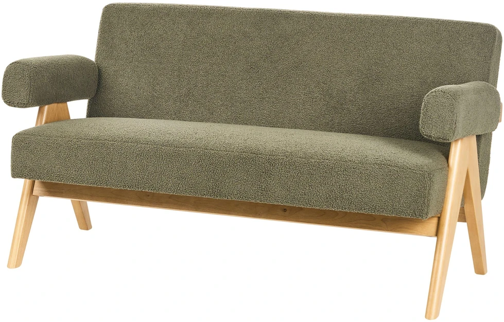 Beliani 2 vietų sofa TAMRE Boucle žalia / šviesiai ruda