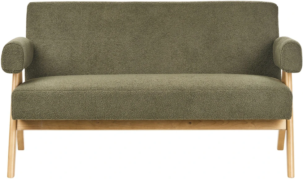 Beliani 2 vietų sofa TAMRE Boucle žalia / šviesiai ruda