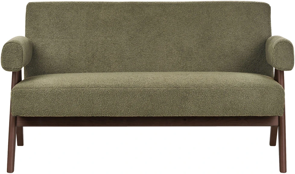 Beliani 2 vietų sofa TAMRE Boucle žalia / tamsiai ruda