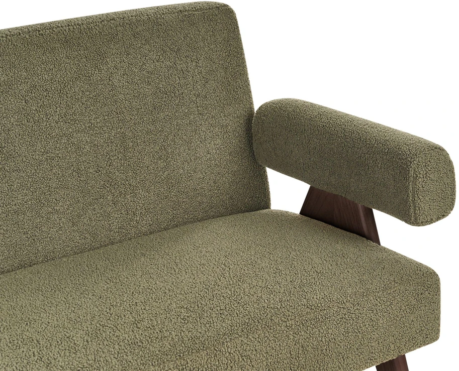 Beliani 2 vietų sofa TAMRE Boucle žalia / tamsiai ruda