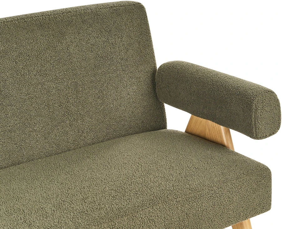 Beliani 2 vietų sofa TAMRE Boucle žalia / šviesiai ruda