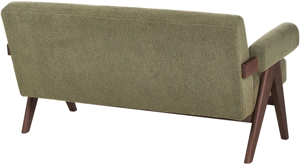 Beliani 2 vietų sofa TAMRE Boucle žalia / tamsiai ruda