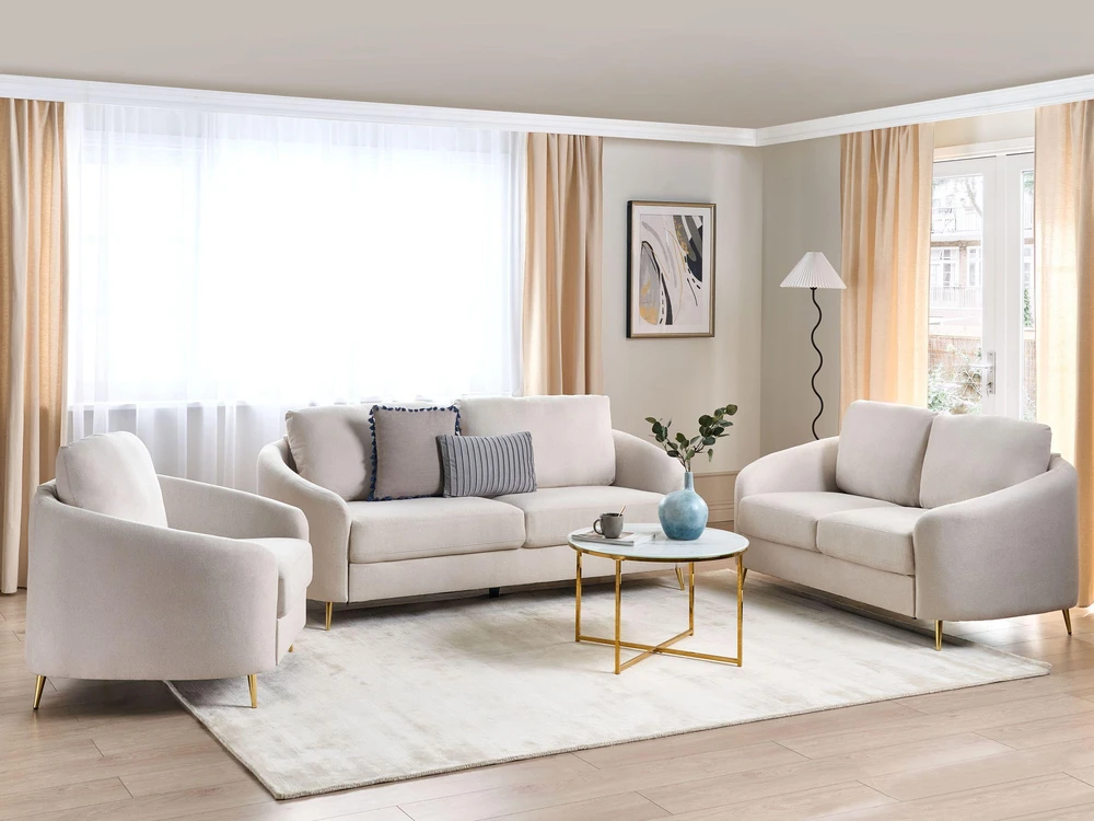 Beliani 2 vietų sofa TROSA šviesi smėlio spalva