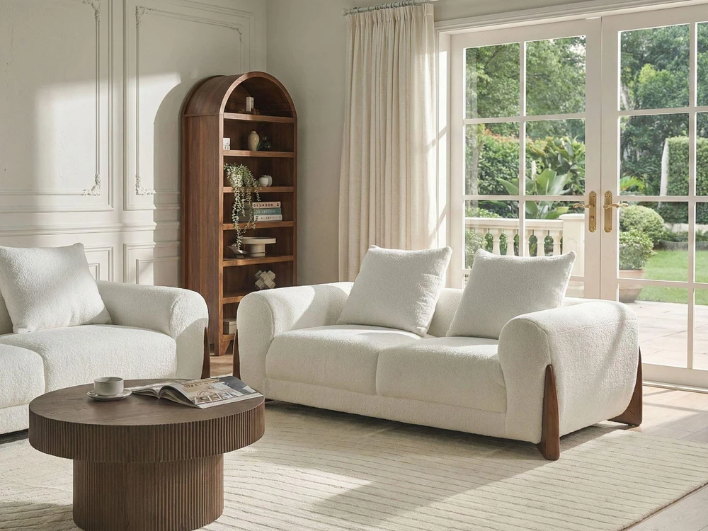 Beliani 2 vietų sofa VINLIDEN iš Boucle audinio, balta