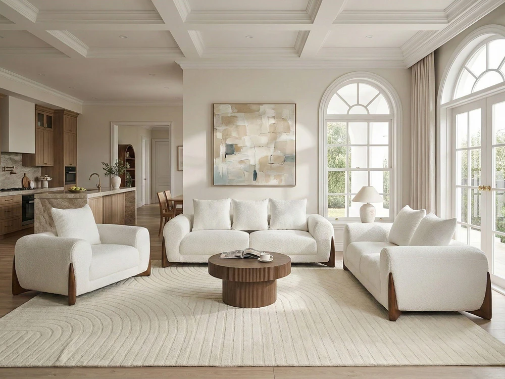 Beliani 2 vietų sofa VINLIDEN iš Boucle audinio, balta
