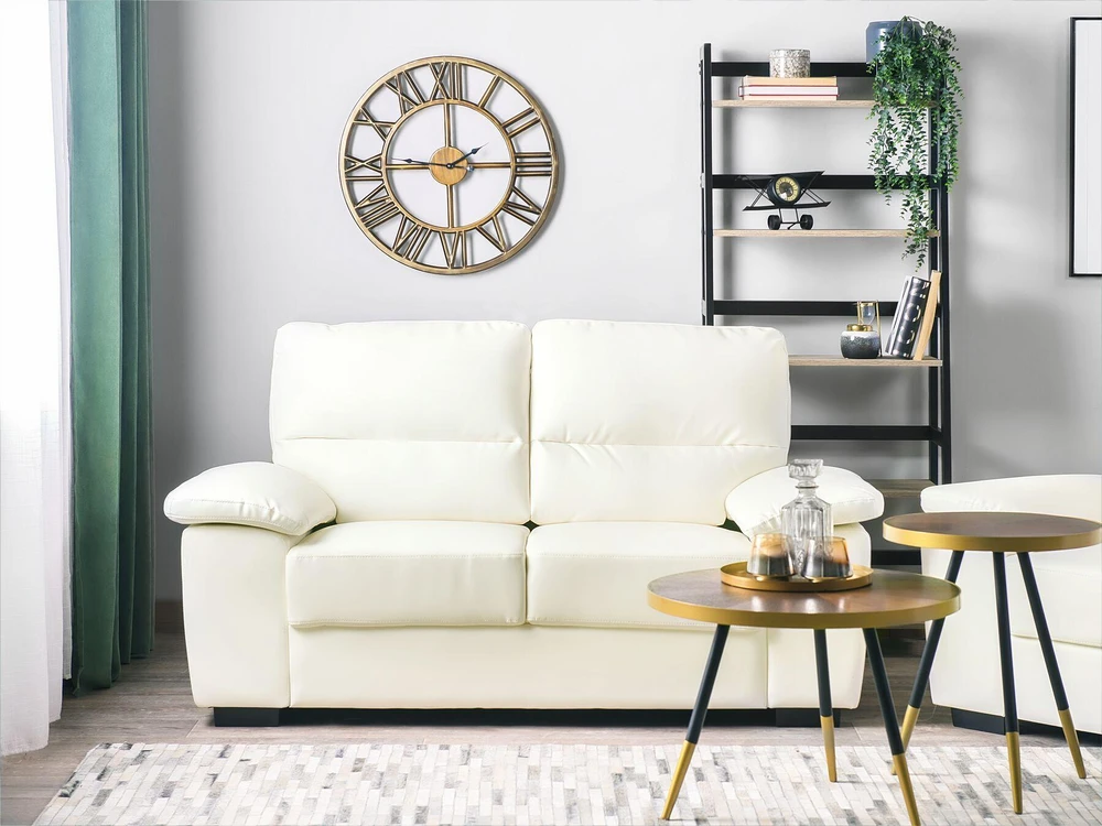 Beliani 2 vietų sofa VOGAR dirbtinė oda, kreminė