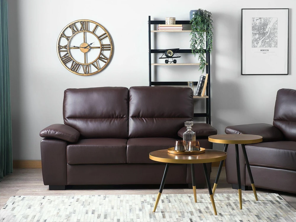 Beliani 2 vietų sofa VOGAR iš dirbtinės odos, tamsiai ruda