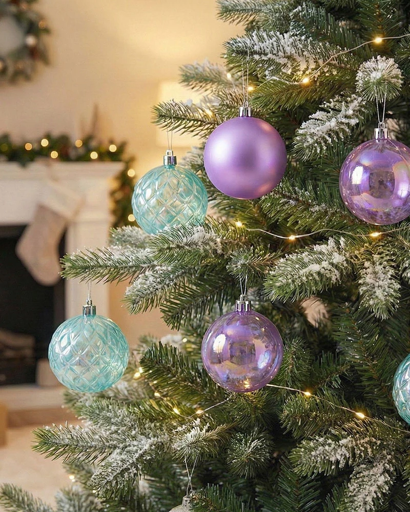 Beliani 24 kalėdinių žaisliukų rinkinys ASNEN violetinis
