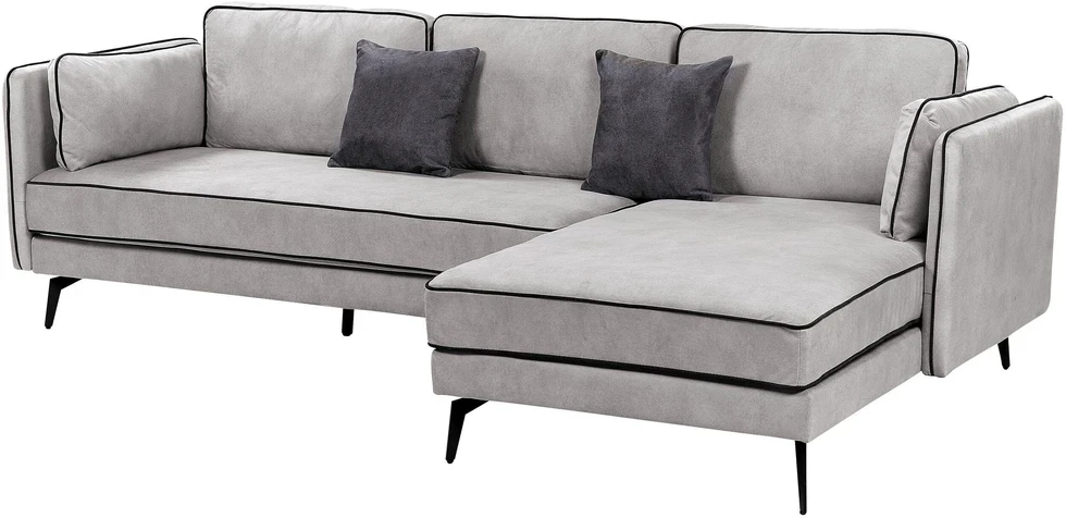 Beliani 3 asmenų kampinė sofa ALTAN, veliūrinė, šviesiai pilka, kairinė