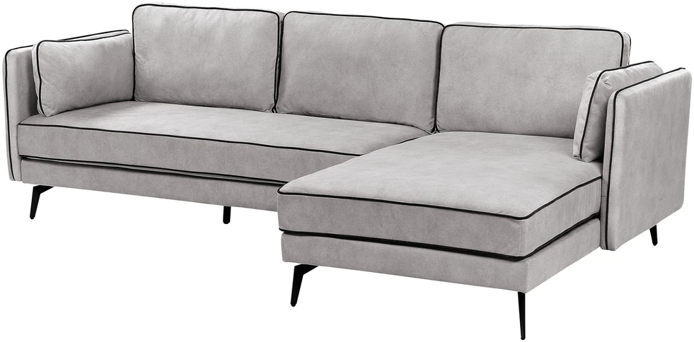 Beliani 3 asmenų kampinė sofa ALTAN, veliūrinė, šviesiai pilka, kairinė