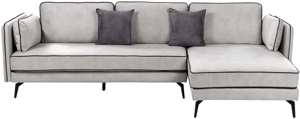 Beliani 3 asmenų kampinė sofa ALTAN, veliūrinė, šviesiai pilka, kairinė