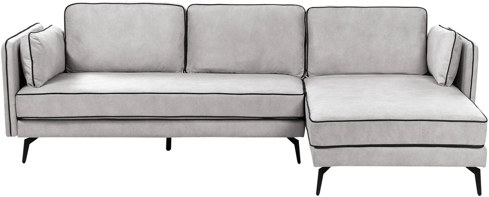 Beliani 3 asmenų kampinė sofa ALTAN, veliūrinė, šviesiai pilka, kairinė