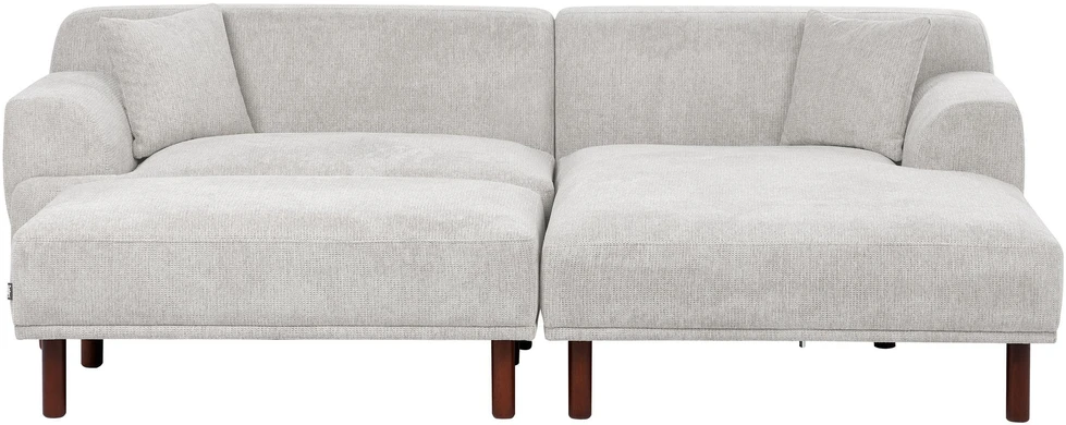 Beliani 3 asmenų kampinė sofa HOLT šviesiai pilka su otomanu, kairinė