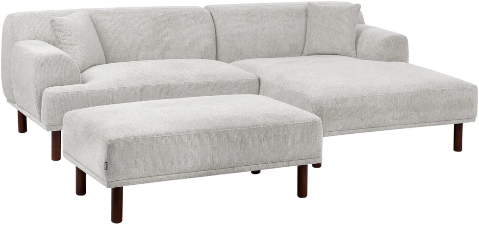 Beliani 3 asmenų kampinė sofa HOLT šviesiai pilka su otomanu, kairinė