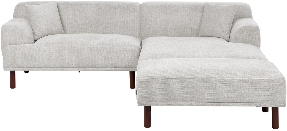 Beliani 3 asmenų kampinė sofa HOLT šviesiai pilka su otomanu, kairinė