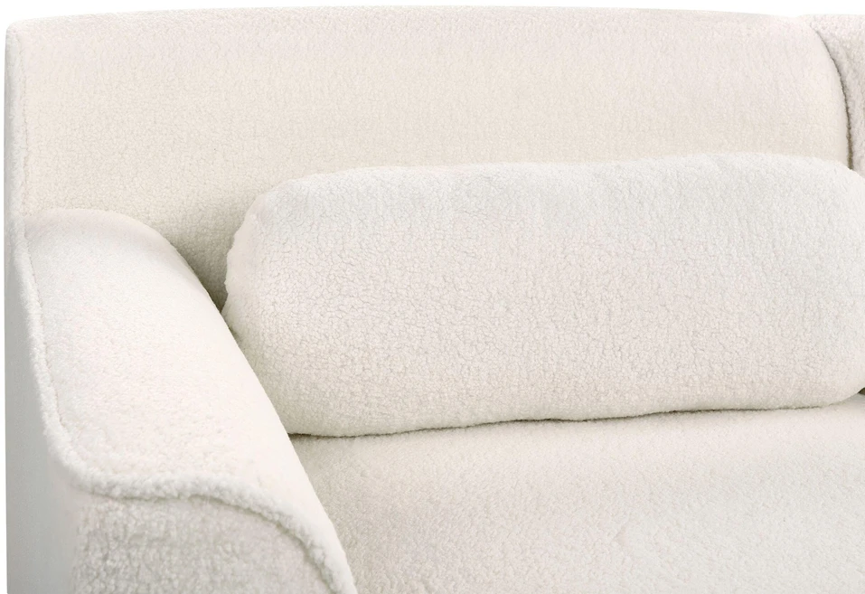 Beliani 3 asmenų kampinė sofa SIMOS, bouclé audinys, balta, dešininė