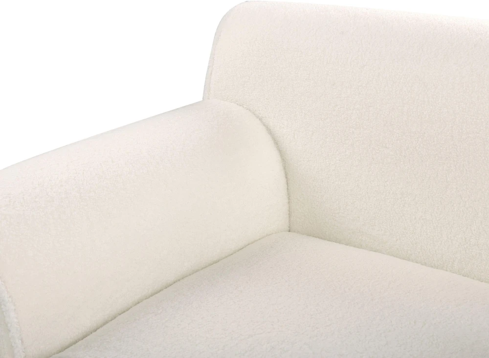 Beliani 3 asmenų kampinė sofa SIMOS, bouclé audinys, balta, dešininė