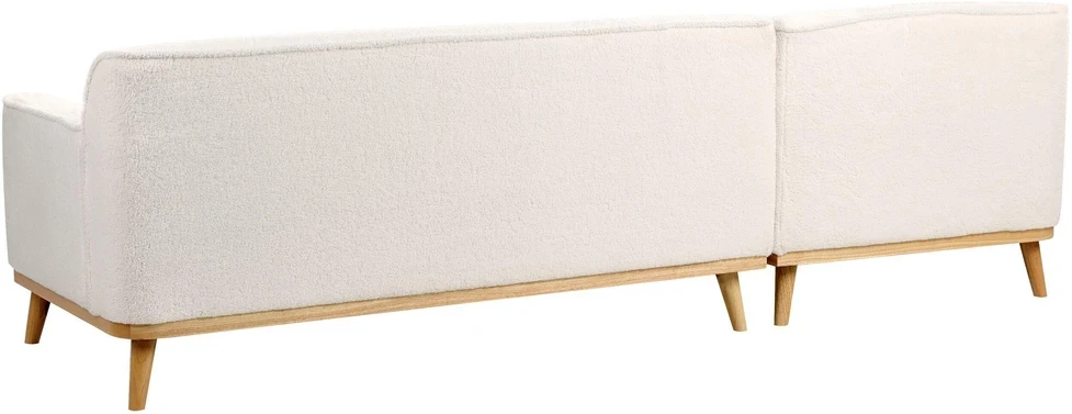 Beliani 3 asmenų kampinė sofa SIMOS, bouclé audinys, balta, dešininė