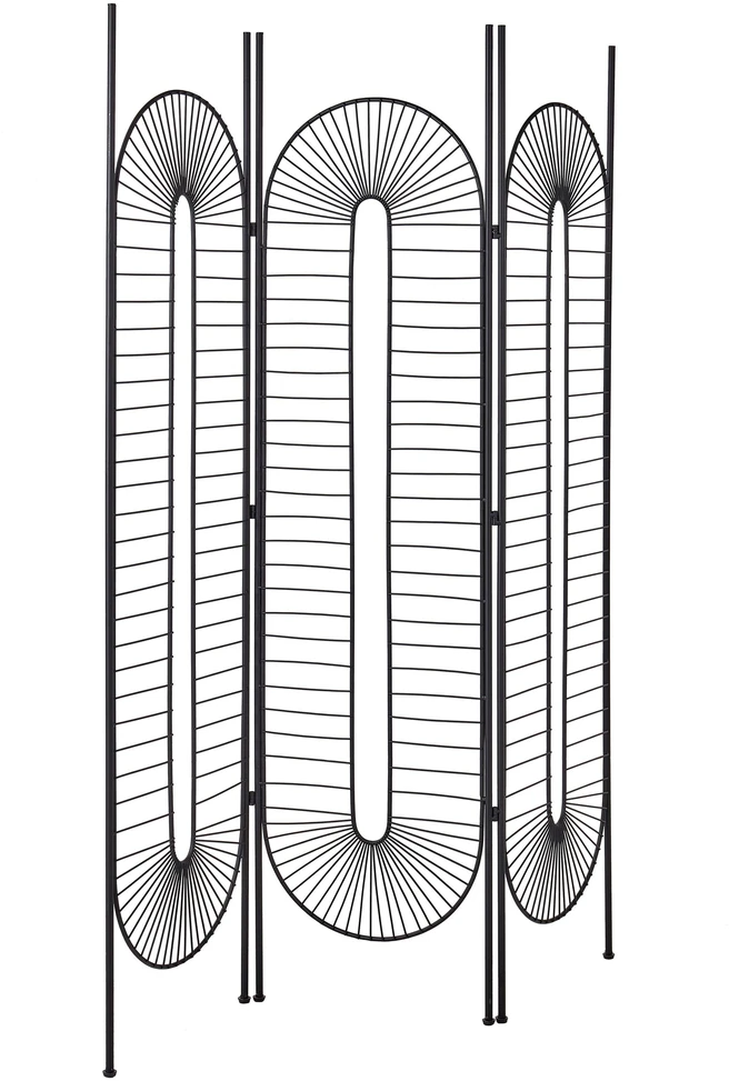 Beliani 3 dalių kambario pertvara NOALE juodos spalvos 135 cm 170 cm