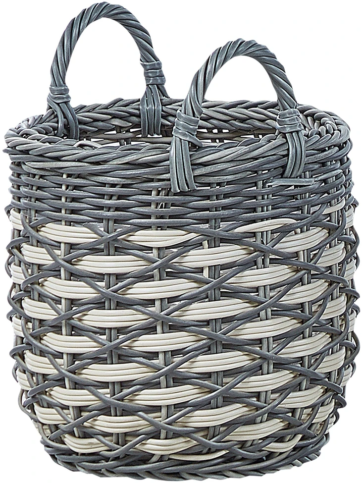 Beliani 3 gėlių krepšelių rinkinys GEFIRA 31/39/49 cm pilkas technorotangas