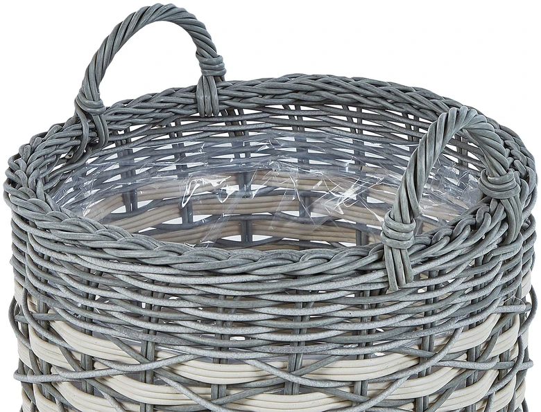 Beliani 3 gėlių krepšelių rinkinys GEFIRA 31/39/49 cm pilkas technorotangas