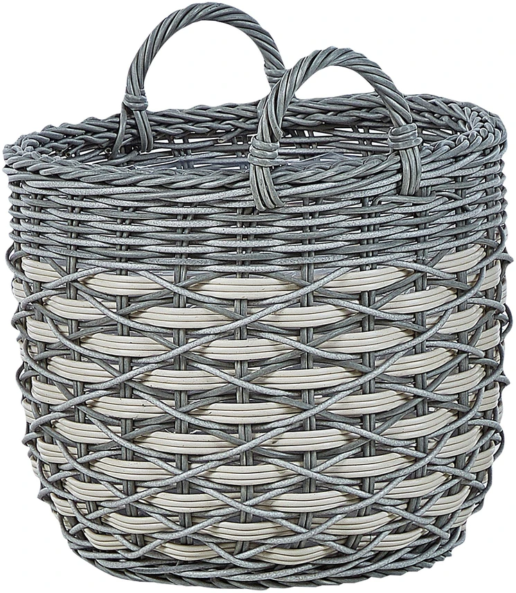 Beliani 3 gėlių krepšelių rinkinys GEFIRA 31/39/49 cm pilkas technorotangas