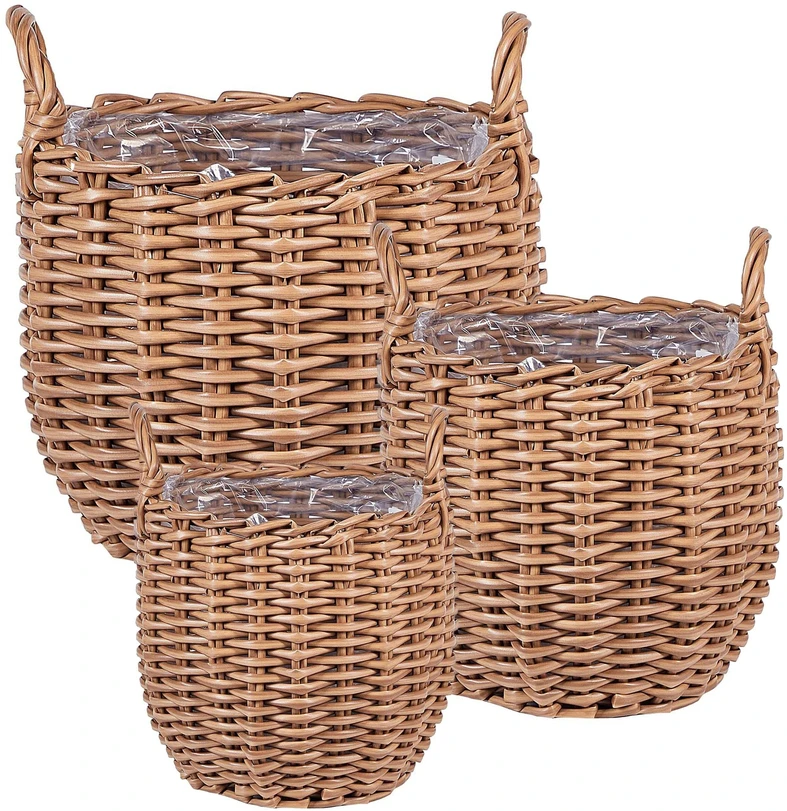 Beliani 3 gėlių krepšių rinkinys AUCUBA 26/34/44 cm šviesiai rudas