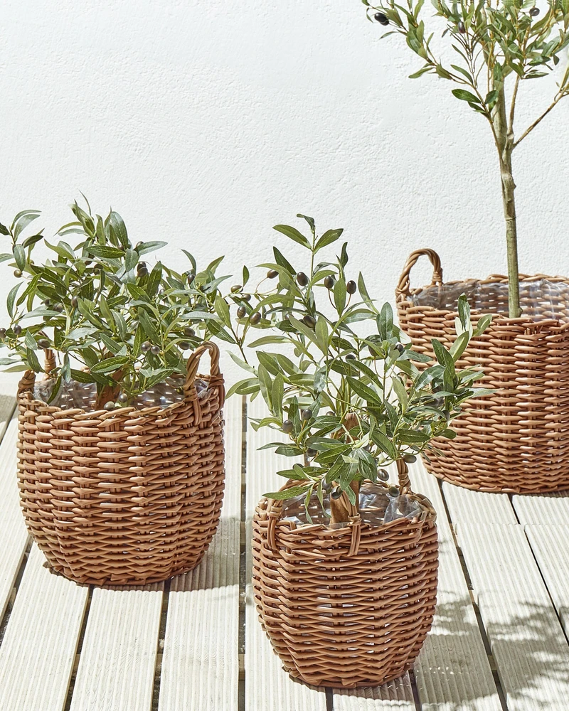 Beliani 3 gėlių krepšių rinkinys AUCUBA 26/34/44 cm šviesiai rudas