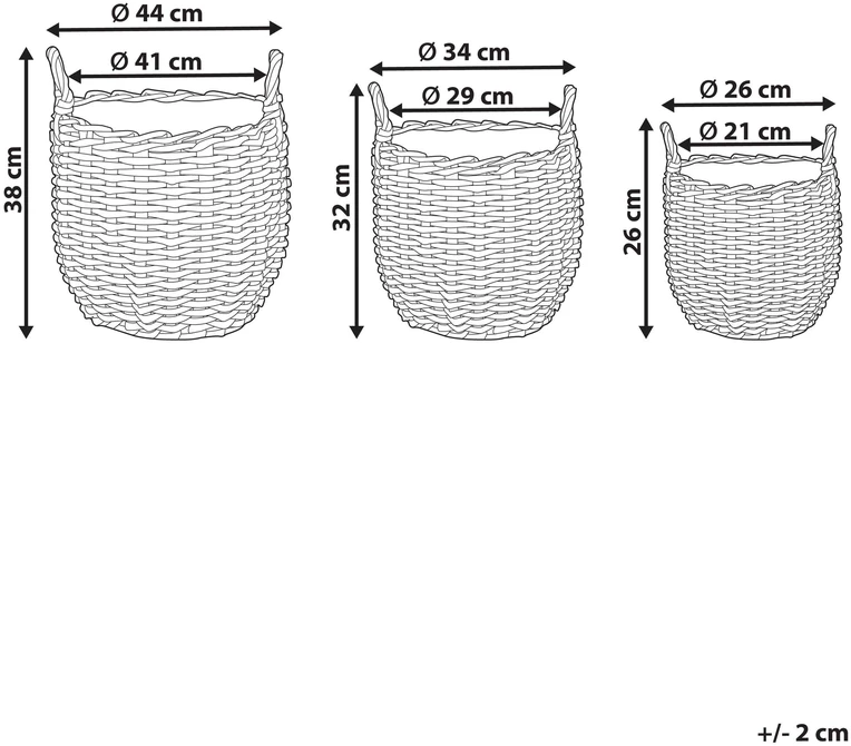 Beliani 3 gėlių krepšių rinkinys AUCUBA 26/34/44 cm šviesiai rudas