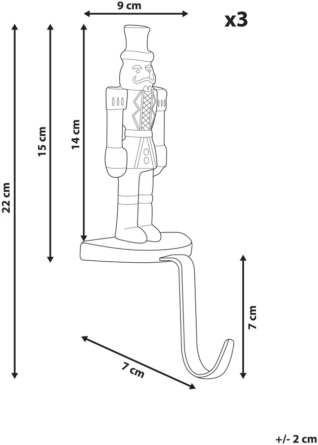 Beliani 3 kalėdinių kojinių laikiklių rinkinys KAJAANI 22 cm, riešutų gliaudytojai, auksiniai