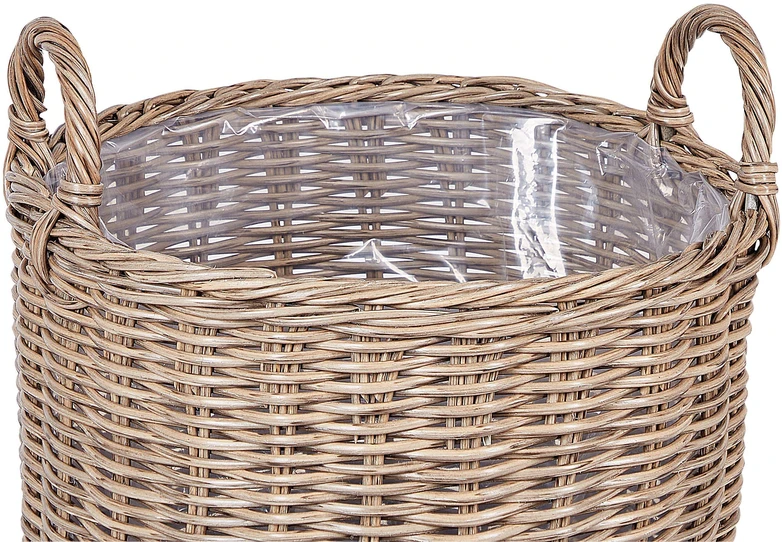 Beliani 3 krepšelių gėlėms rinkinys PENDULA 33/37/45 cm natūralus technorotangas
