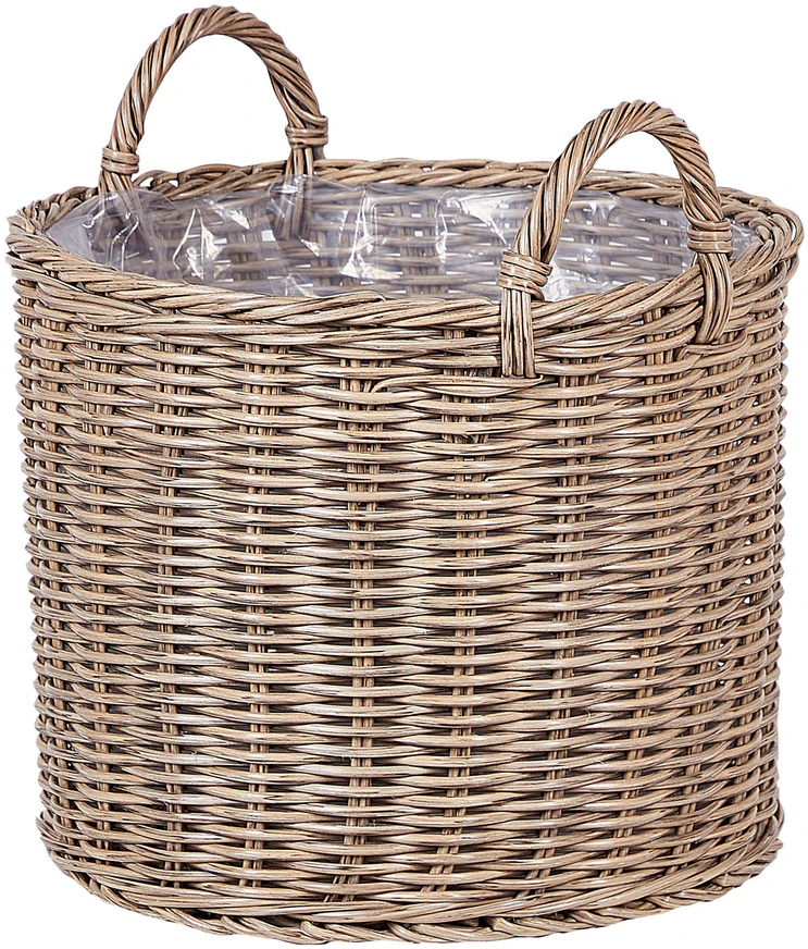 Beliani 3 krepšelių gėlėms rinkinys PENDULA 33/37/45 cm natūralus technorotangas
