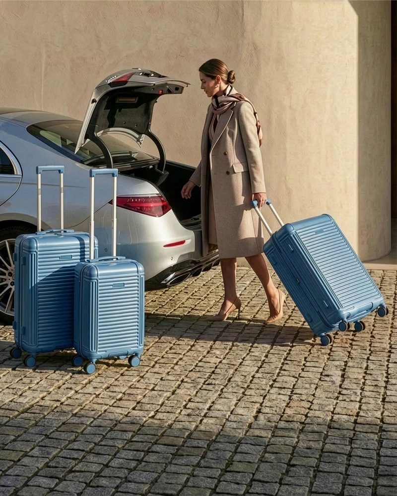 Beliani 3 lagaminų rinkinys MYNTIS mėlynas