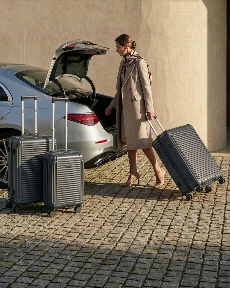 Beliani 3 lagaminų rinkinys MYNTIS tamsiai pilkas