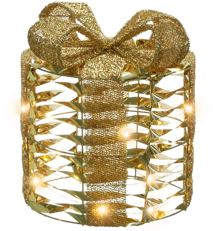 Beliani 3 LED kalėdinių dekoracijų rinkinys SLIVSO Dovanos 20/25/30 cm Auksinis