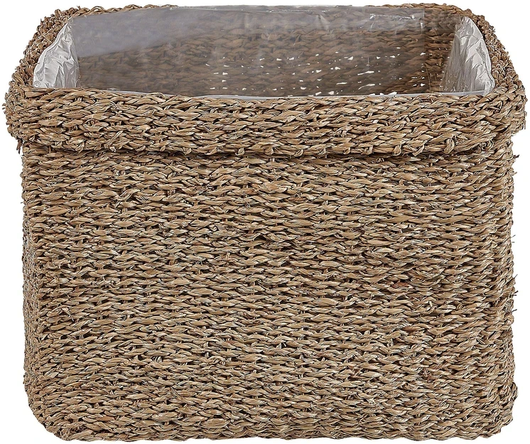 Beliani 3 vazonų komplektas RIVULINE Rudadumbliai 23/27/30 cm Natūralus