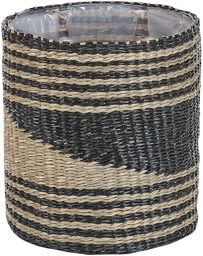 Beliani 3 vazonų rinkinys RATTAIL, jūros žolė, 32/29/27 cm, juodas