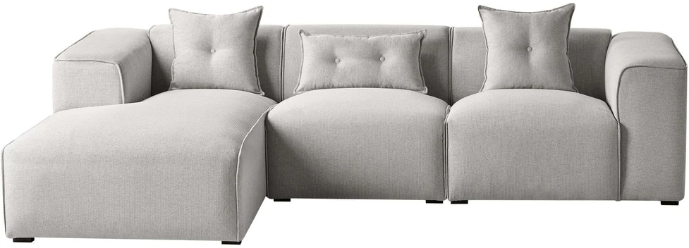 Beliani 3-vietė kampinė sofa DOLVA šviesiai pilka, dešininė