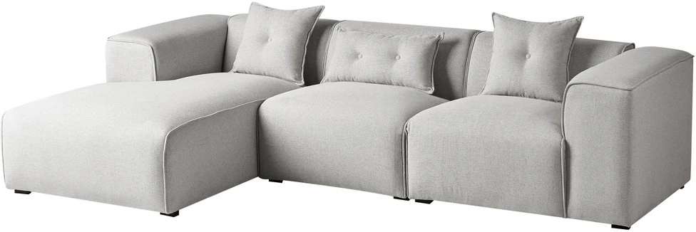 Beliani 3-vietė kampinė sofa DOLVA šviesiai pilka, dešininė