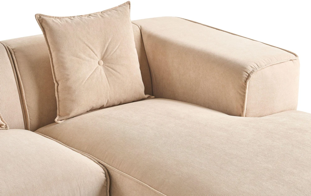 Beliani 3-vietė kampinė sofa DOLVA, velvetas, smėlio spalvos, kairinė