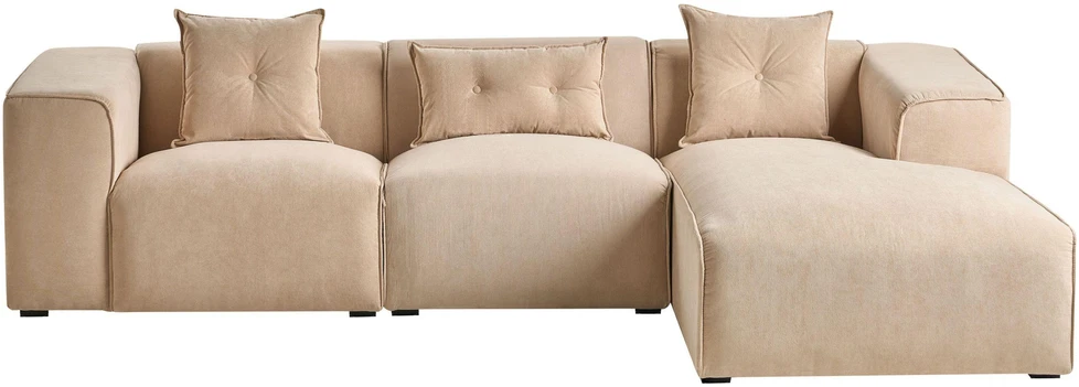 Beliani 3-vietė kampinė sofa DOLVA, velvetas, smėlio spalvos, kairinė