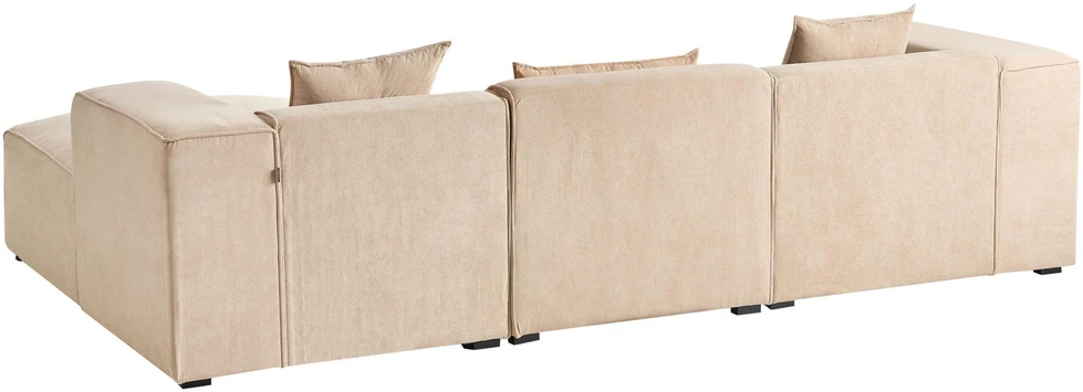 Beliani 3-vietė kampinė sofa DOLVA, velvetas, smėlio spalvos, kairinė