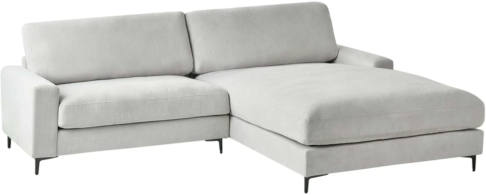 Beliani 3-vietė kampinė sofa MALOY, šenilinis audinys, šviesiai pilka, kairinė