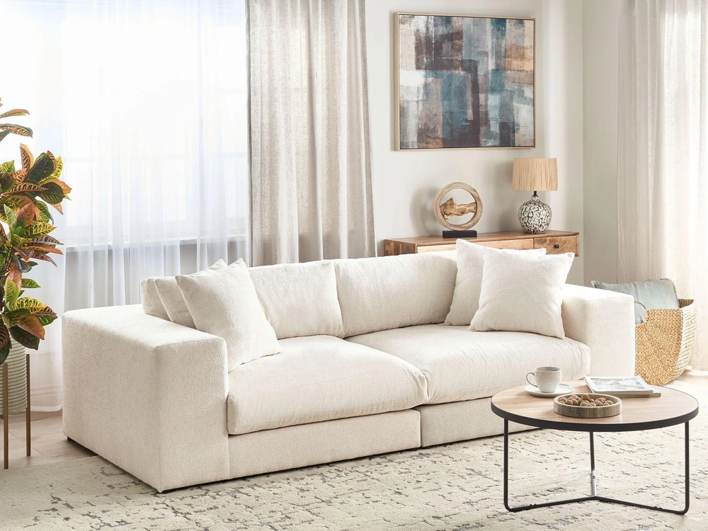 Beliani 3-vietė sofa GLORVIKA II, kreminė balta