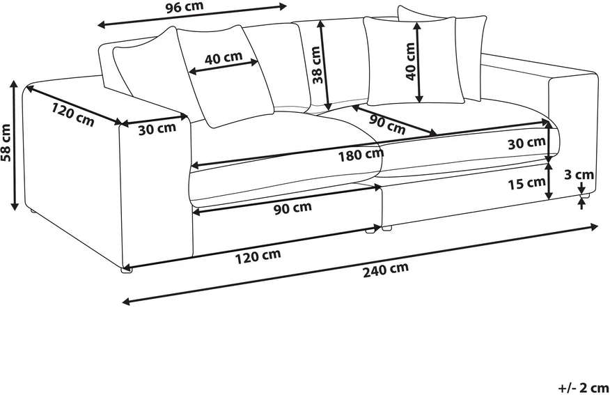 Beliani 3-vietė sofa GLORVIKA II, kreminė balta