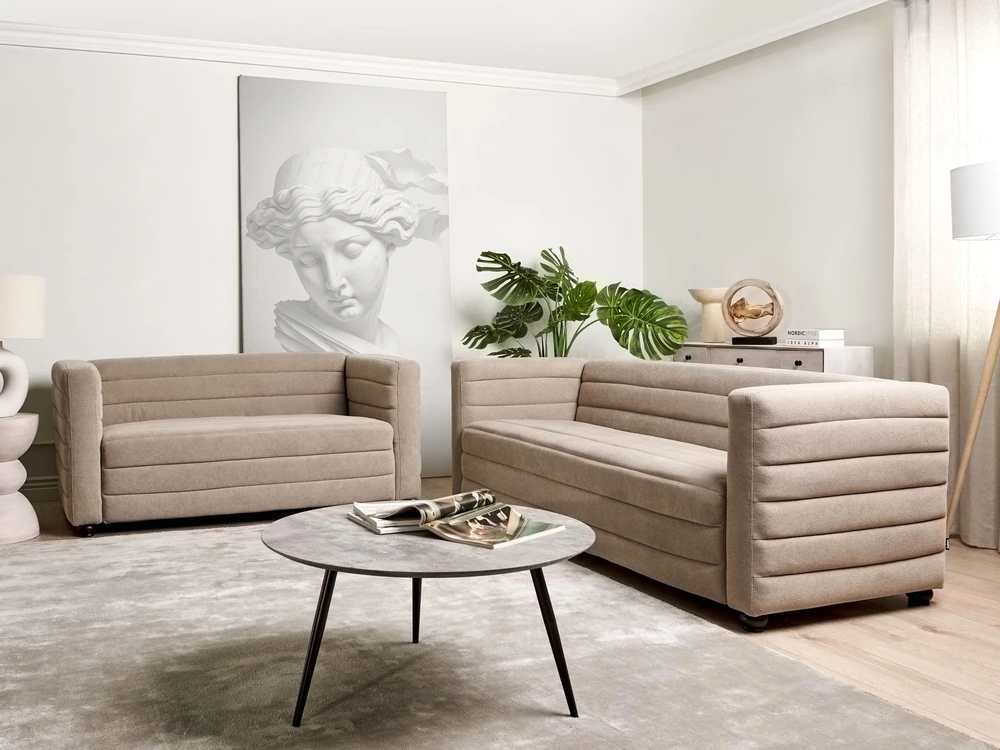 Beliani 3-vietė sofa HOFN smėlio pilkumo spalvos