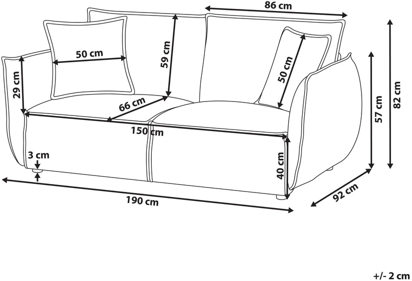 Beliani 3-vietė sofa KUNES šviesiai smėlio spalvos
