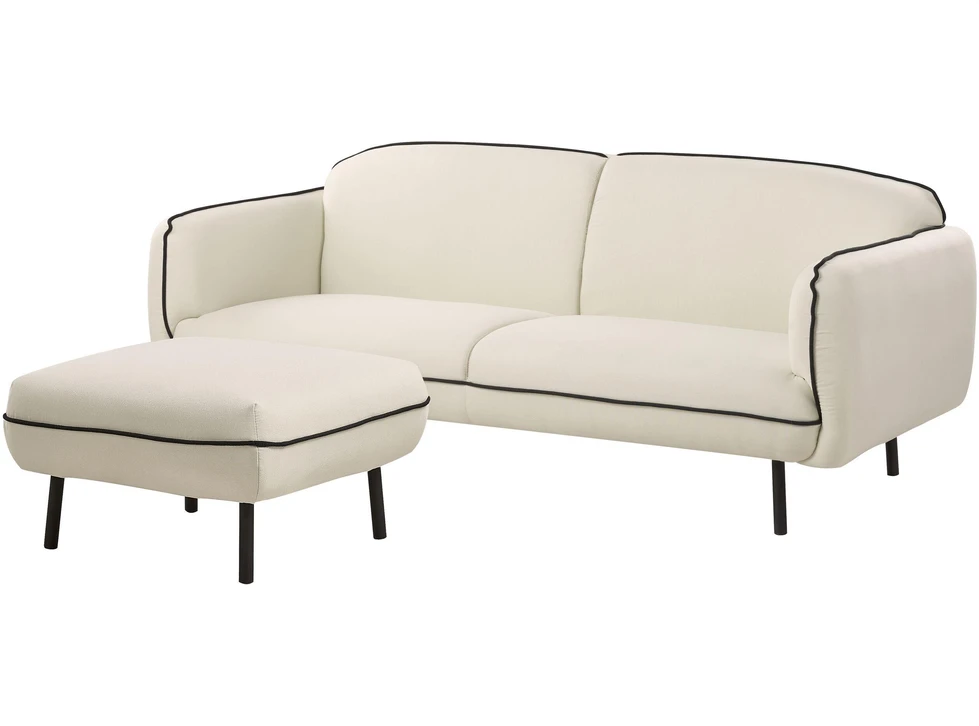 Beliani 3-vietė sofa TONSBERG, šviesiai smėlio spalvos, su otomanė